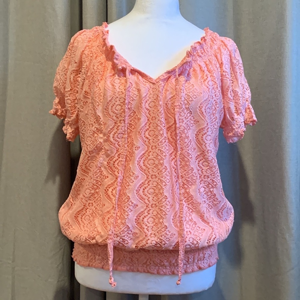 NWOT - No Boundaries Pink Lace Top Size Large (11-13) - Picture 6 of 16